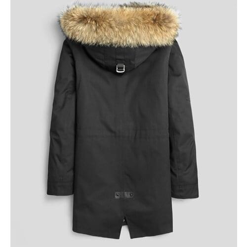 Real Fur Coat Winter Jacket Men Natural Rabbit Fur Liner Parka Men Raccoon Fur Collar Warm Parkas Plus Size JLK18DS6807 MY1986