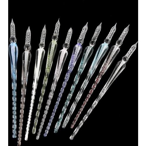 Glass Drip Fountain Pen Vintage Glass Dip Dipping Pen Signature Filling Ink Fountain Pens Crystal Writing Dip Pens Painting Tool