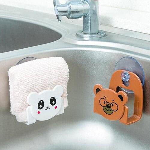 Lovely Cartoon Sponge Holder Rack Suction Cup Dishcloth Drain Rack Cute Animal Sink Storage Holder Organizer Kitchen Accessories