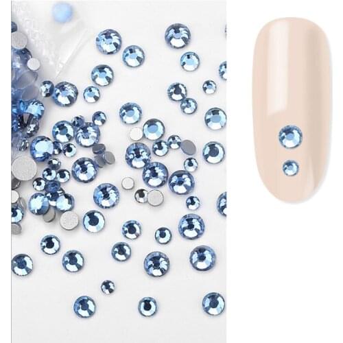 Swarovsky Multi-size Light Blue Crystal Diamond 3D Nail Art Decorations Gem Stones For Nails Rhinestones Decoration Nail Jewelry