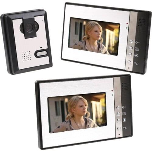 7" One To Two Monitor Video Door Phone IR Night Vision Intercom Video Doorbell Door Access Control System