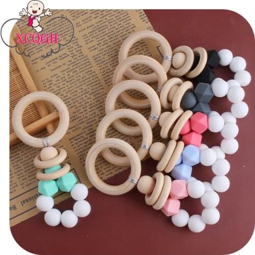 XCQGH Newborn Baby Teether Rattle Toy Infant Toddler Boy Girl Silicone Teether Ring Toy