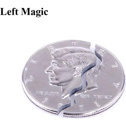 Funny Bite Coin Half Dollar Magic Tricks ( Two / Three ) Folding Bite Coin Magic Pocket Bite Out Restore Coin Close Up Magic