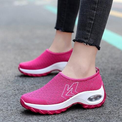 Summer Mesh Women Sneakers Platform Shoes Womens Wedge Sneakers Slip-on Casual Vulcanize Shoes Ladies Trainers Chaussure Femme