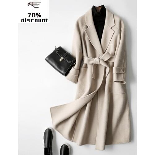 2020 Winter Coat Women Real Wool Coat Female Alpaca Jacket Double Side Coats Korean Long Jacket Manteau Femme MY