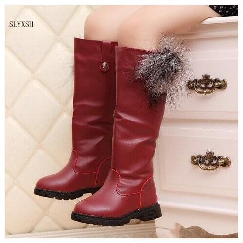 SLYXSH Winter new black Kids Boots Girls Boots Children High Bow Tie Shoes Girls Pincess Dress Boots Big Kids Shoes size 25-36