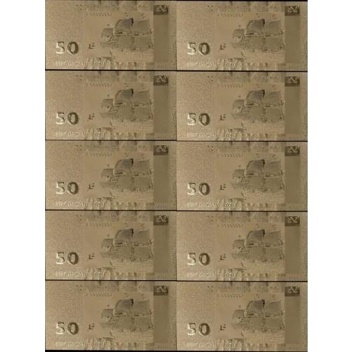 10pcs/lot Latvia Banknotes 50 Lat Gold Foil Banknote in 24K Golden For Gifts