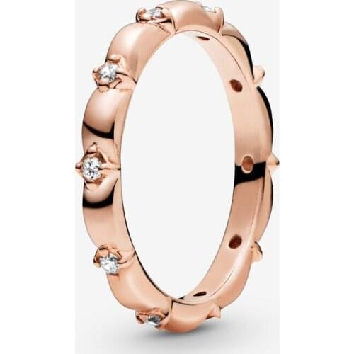 100% 925 Sterling Silver Pan Ring New Rose Gold Petals Versatile Flower Ring For Women Wedding Party Gift Fashion Jewelry