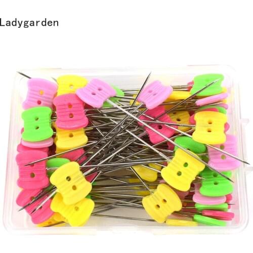 100PCS Multicolor Flower Pins Sewing Needles with Box Patchwork DIY Sewing Accessories Quilting Tool Supplies 53mm