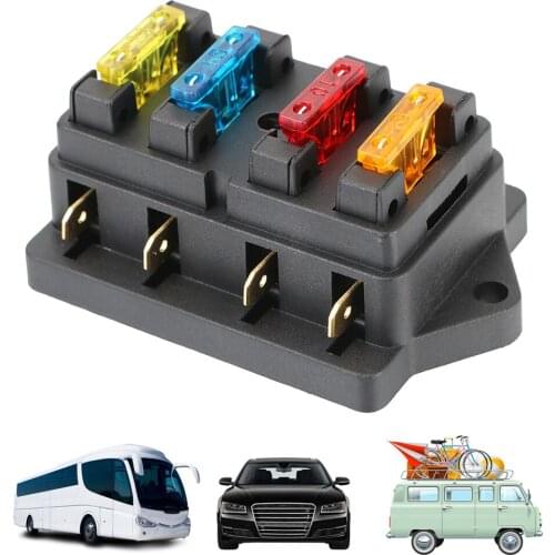 12V 24V 40A 4Way Car Blade Fuse Box Holder Block Overlard Indicator Accessories For Auto RV Truck Trailer Caravan Marine Boats