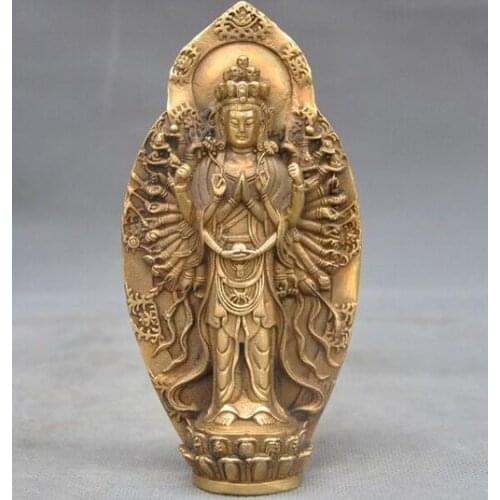 6"Tibet Buddhism brass 1000 Arms Avalokiteshvara Goddess Kwan-yin guanyin Statue