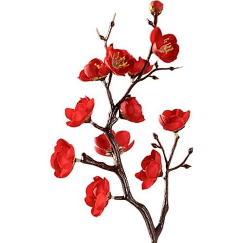 60% Hot Sale Artificial Plum Blossom Decorative Photo Props Faux Silk Flower Wedding Artificial Bouquet for Office
