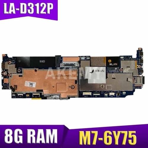 Akemy CN-0T73T5 0T73T5 T73T5 For DELL Latitude 13 7370 LA-D312P laptop motherboard M7-6Y75 8G RAM