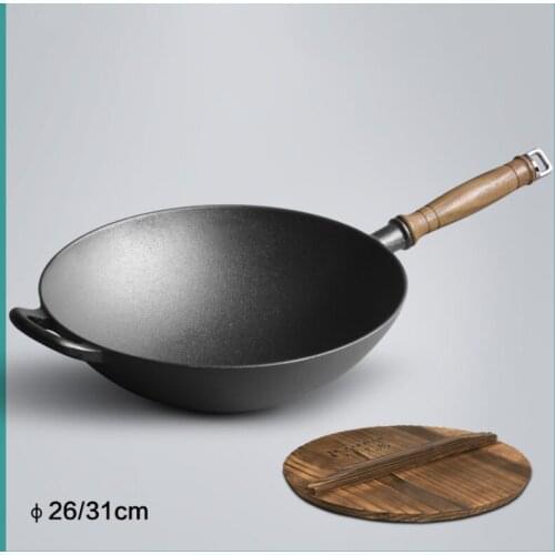 Home Kitchen Wok Gas Stove Cauldron Cast Iron Pan Traditional Chinese Wok Non Stick Cooking Pot Ollas De Cocina Cookware BC50CG