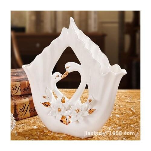 C fine gilt decorations flower vase Home Decoration living room office furnishings kiss Swan