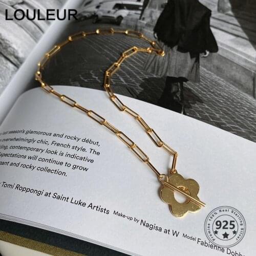 Louleur Fashion 925 Sterling Silver Necklace Design Flower Pendant Chain Necklace For Women Silver 925 Fine Jewelry Silver 925