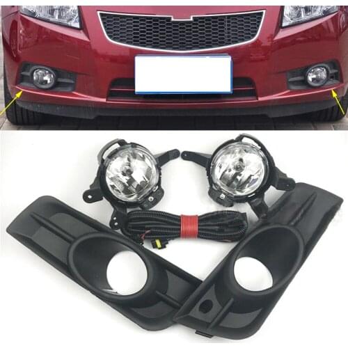 CITALL 2pcs Front Bumper Fog Light & Harness & Lamp Frame Cover Trim Kit Fit For Chevrolet Holden Cruze 2009-2013 2014