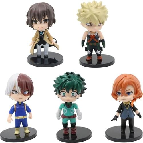 Dazai Osamu Bungou Stray Dogs Shoto Todoroki Bakugou Katsuki Midoriya Izuku Boku My Hero Academia Action Figure Toy 5pcs/Set