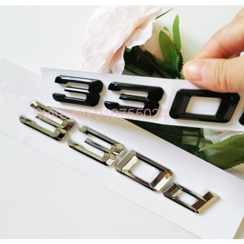 New ABS DIY Number Letter 330d Emblem for BMW Diesel Oil Fuel Trunk Logo Sticker Glossy Matte Black Chrome Silver