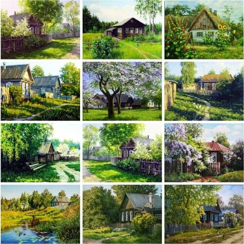 Evershine Diamond Embroidery House Full Square Diamond Painting Landscape Rhinestones Pictures Cross Stitch Mosaic Home Decor