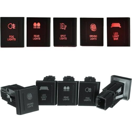 Push Switch 12V Red Dual Led Light On-Off Push Button Switch Fog Lights/Driving Lights/Rear Lights/Spot Light for VW Volkswagen