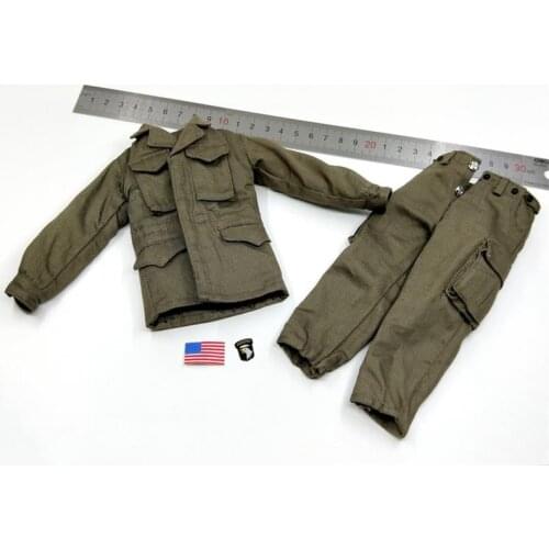 1/6th WWII FP002 US Army Soldier Division E Captain Combat War Shirt Tops Pants With Medal For 12inch Doll Action Collectable
