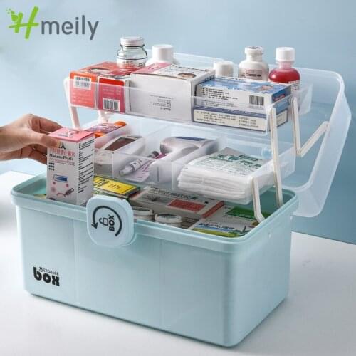 Large Capacity First Aid Container Plastic Organizer Medicine Storage Box 3 Layers Family Emergency MultiFunctional Pills Box