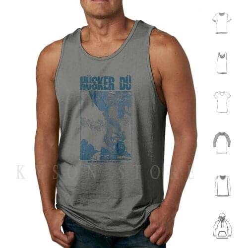 ? Hüsker Dü-Logo Big-Grant Hart-Navy Blue Tank Tops Vest 100% Cotton Hüsker Dü Husker Du Hardcore Punk Alternative