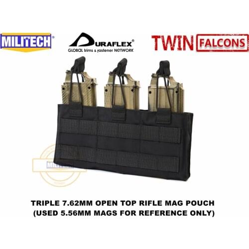 MILITECH TWINFALCONS TW 500D Delustered Cordura Molle PAL Delta Triple 7.62mm Mag Molle Pouch Magazine AK .308 Pouch For Police