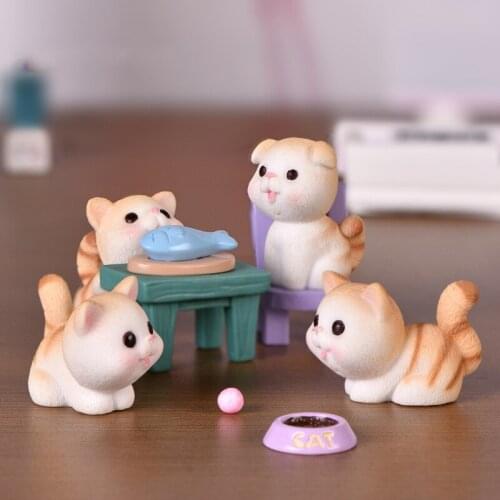 1 Piece Desktop Statue Doll Crafts Home Decoration Anime Figure Ornaments Figure Kitten Cartoon Pet Miniature Action Toy