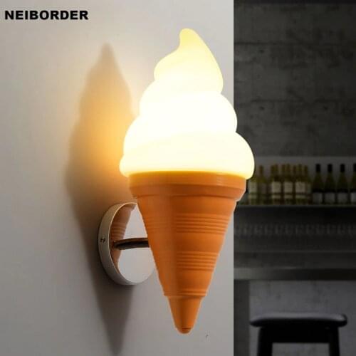 Dessert Shop Restaurant Ice Cream Cones Wall Lamp Creative Childrens Room Bedside LED Lights Art Deco Fixture Home Lighting