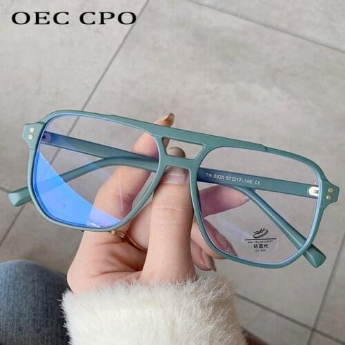 OEC CPO Square Optical Glasses Women Transparent Lens Anti Blue Light Blocking Glasses Frame Retro Clear Spectacle Frames Unisex