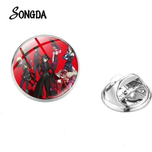 Persona 5 Badges Round Glass Stainless Steel Brooch Lapel Pin Buckle Backpack Jeans Decorative Jewelry Brooch For Women