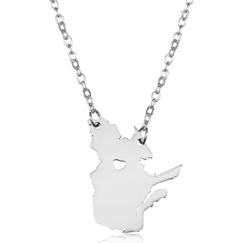 Canada Map Quebec Pendant Necklaces Charm Country Necklace Rose Gold Stainless Steel Love Hometown Gifts Women Fashion Jewelry