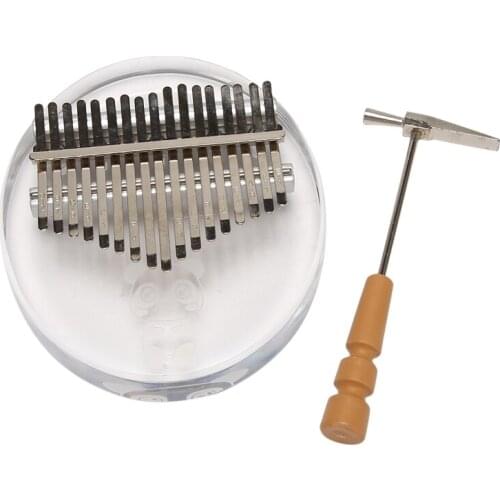 17 Keys Thumb Piano Round Shape Transparent Acrylic Finger Piano Portable with Panda Pattern for Kids Adults Beginners