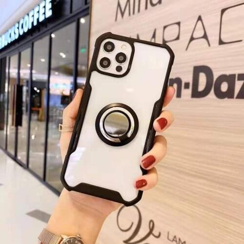 Transparent Cover For Huawei P SMart 2021 Y7A Y9A Y5P Y6P Y7P P40 P30 Mate 40 30 Lite Honor 9X Pro Case Ring Holder Stand Cover