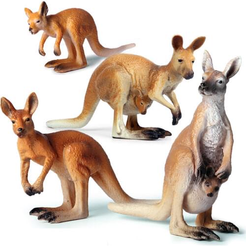 Realistic Plastic Kangaroo Family Animal Model Figurine Toys Wild Animals For Collection Science Educational Toys For Kids Gifts