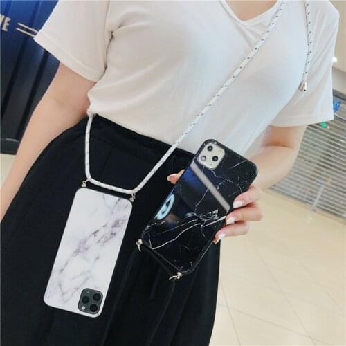 Crossbody strap glass marble phone case for oneplus 8 8pro 1+ 7 7T ONE Plus 7pro 7T PRO 6 6T 5 5T back cover shoulder lanyard