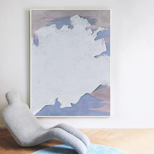 Handmade Abstract Painting On Canvas Art Large Wall Art Modern Minimalist Art Cloth Texture Art Home Decor Morandi Soft Blue A