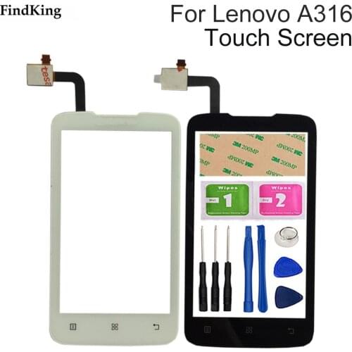 Mobile Touch Screen TouchScreen For Lenovo A316 A316i Touch Screen Front Glass Digitizer Panel Sensor 3M Glue