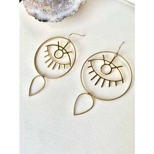 Evil eye earrings Teardrop hoop earrings Large evil eye earrings Hoop Trendy earrings, Large hoop earrings Boho Hippie