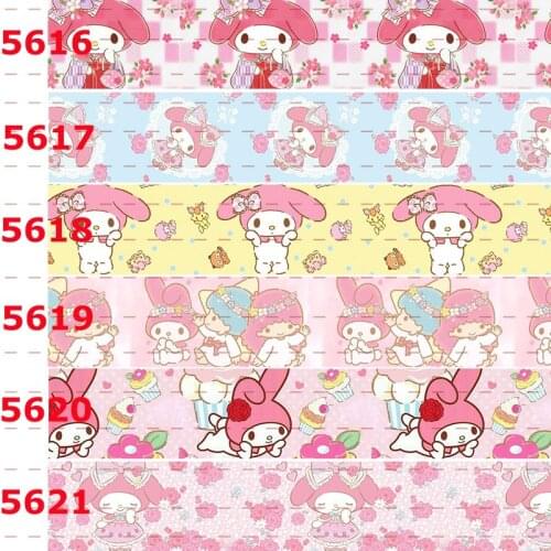 Cute Japanese pink cartoon melody printed grosgrain ribbon -Different sizes-10 yards