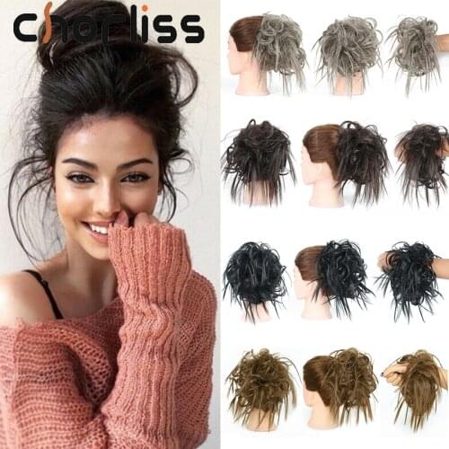 Chorliss Synthetic Messy Chignon Bun Hairpiece Elastic Band Chignon Hair Curly Scrunchie Cover Synthetic Hairpiece for Women