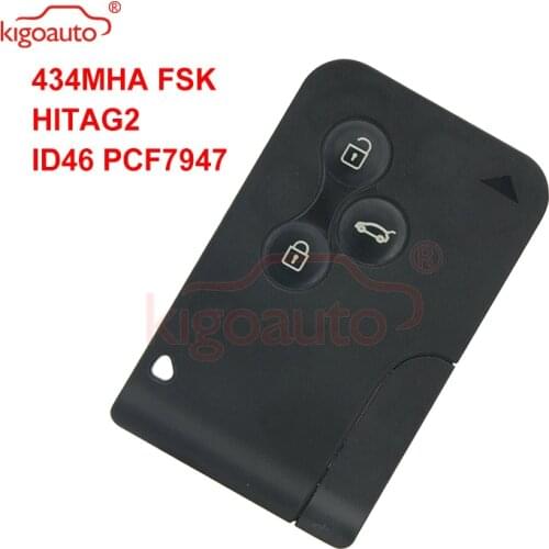 Kigoauto 7701209132 smart Key card 433Mhz PCF7947 3 button for Renault Megane II Megane 2 Scenic II Grand Scenic II 2003-2008