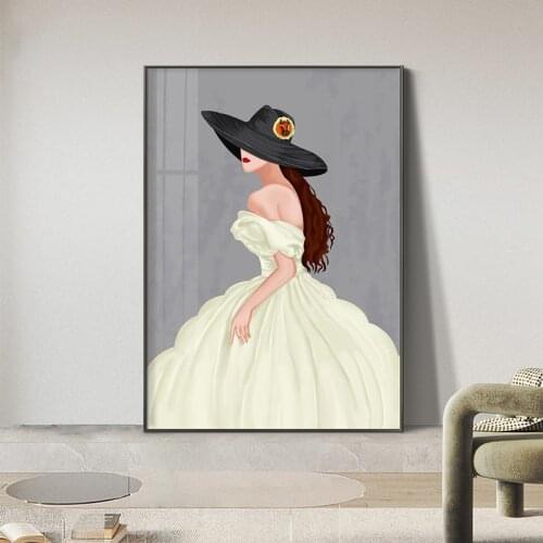 Modern Art Canvas Painting Evening Dress Woman Poster and Print Nordic Wall Art Pictures For Living Room Bedroom Home Decoration