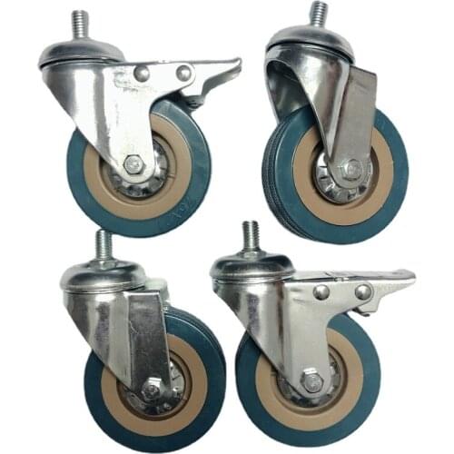 Heavy Duty 75mm Swivel Castor with Brake Trolley Casters wheels for Furniture Set of 4