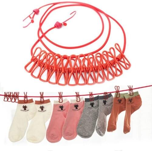 12 Clip Outdoor Clothesline Beach Windproof Drying Rack Super Long Stretch Drying Rope Household Socks Clothesline