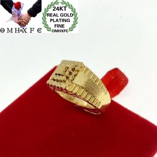 OMHXFC Jewelry Wholesale YM282 European Fashion Hot Fine Woman Man Party Birthday Wedding Gift Square Resizable 24KT Gold Ring