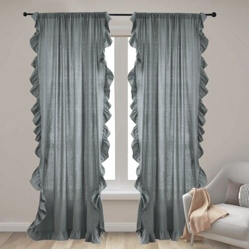 Cotton Linen Ruffle Window Curtain Decor Living Room for Modern Room Curtains Living, Dining Room, Bedroom