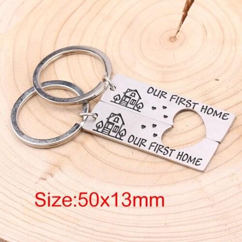 1 Pair Stainless Steel Personalized Fashion Keychains Our First Home To Friends Couples Family Exquisite Accessories Gifts
